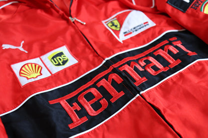 Red Ferrari Embroidered Racing Bomber Jacket