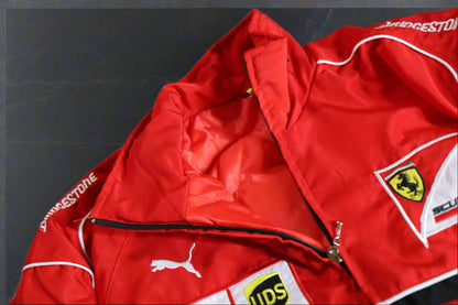 Red Ferrari Embroidered Racing Bomber Jacket