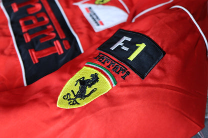 Red Ferrari Embroidered Racing Bomber Jacket